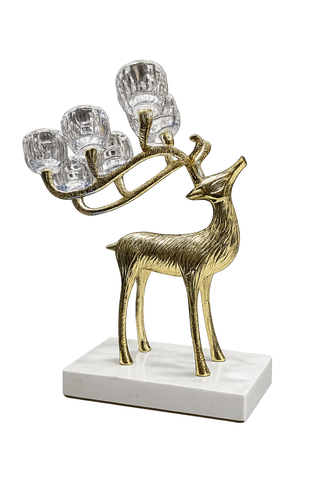 Luxury Golden Deer Crystal Candle Holder – 5-Light Decorative Candelabra Showpiece with Crystal Base