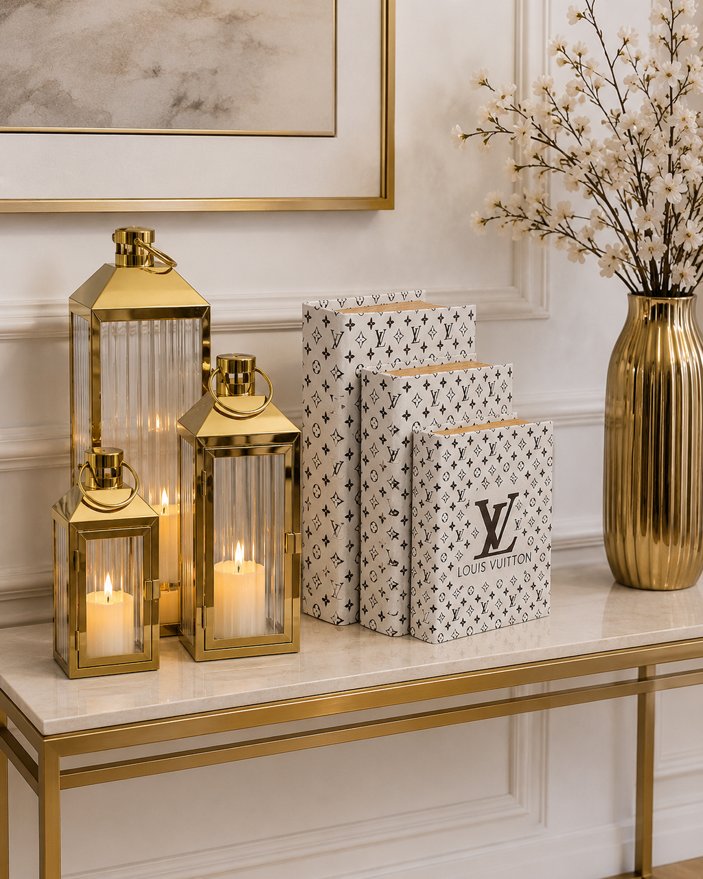Louis Vuitton Decorative Book Set – 3 Piece Luxury Faux Books for Home & Office Decor