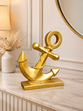 Luxury Gold Anchor Decorative Sculpture | Modern Nautical Resin Tabletop Accent | Home & Office Decor