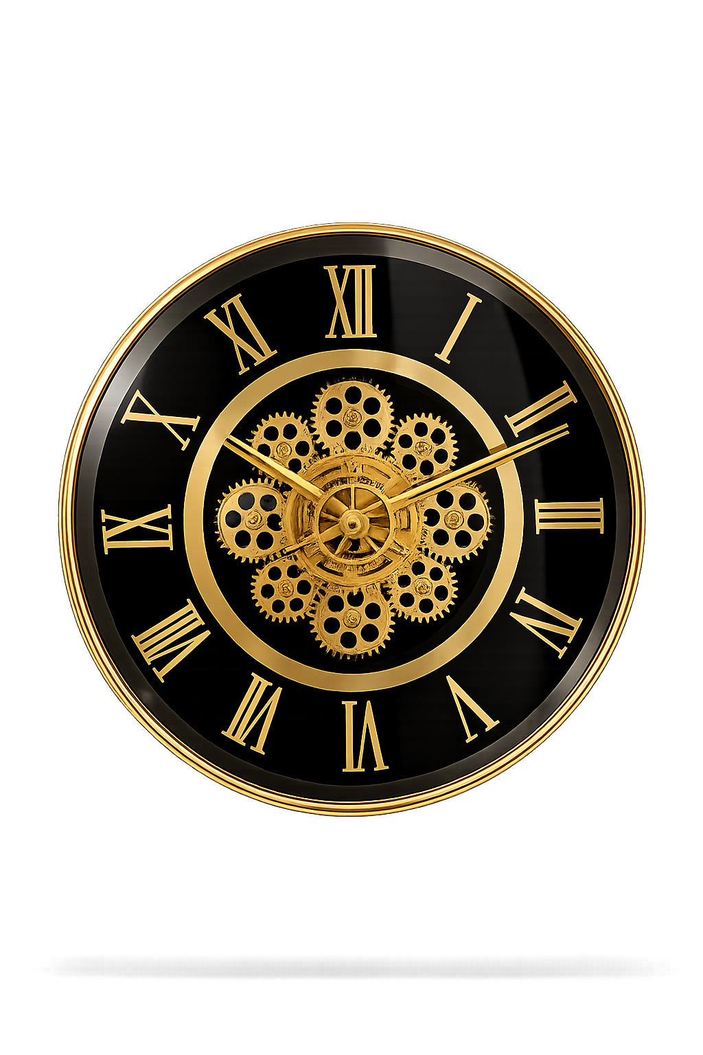 Luxury Black & Gold Roman Wall Clock | Modern Gear Design Decorative Wall Clock | Silent Premium Home Décor