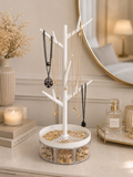 360° Rotating Tree Jewelry Organizer with Storage Tray | Necklace, Ring, Earring & Bracelet Holder Stand