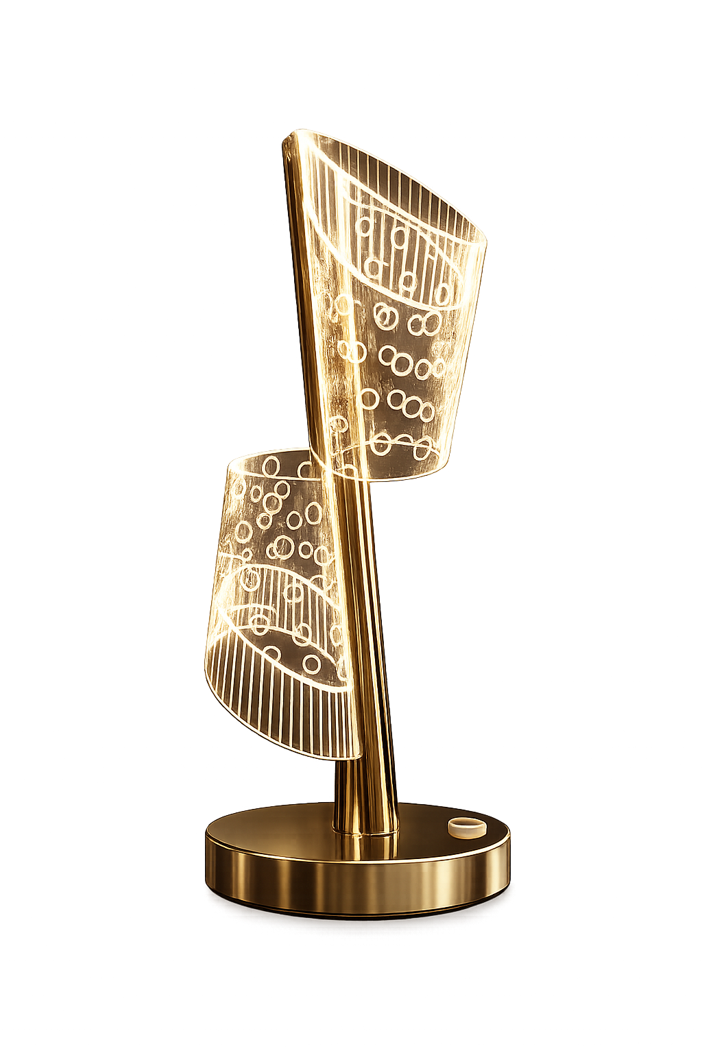 Modern LED Acrylic Table Lamp | Gold Metal Base | Warm White Decorative Bedside Lamp