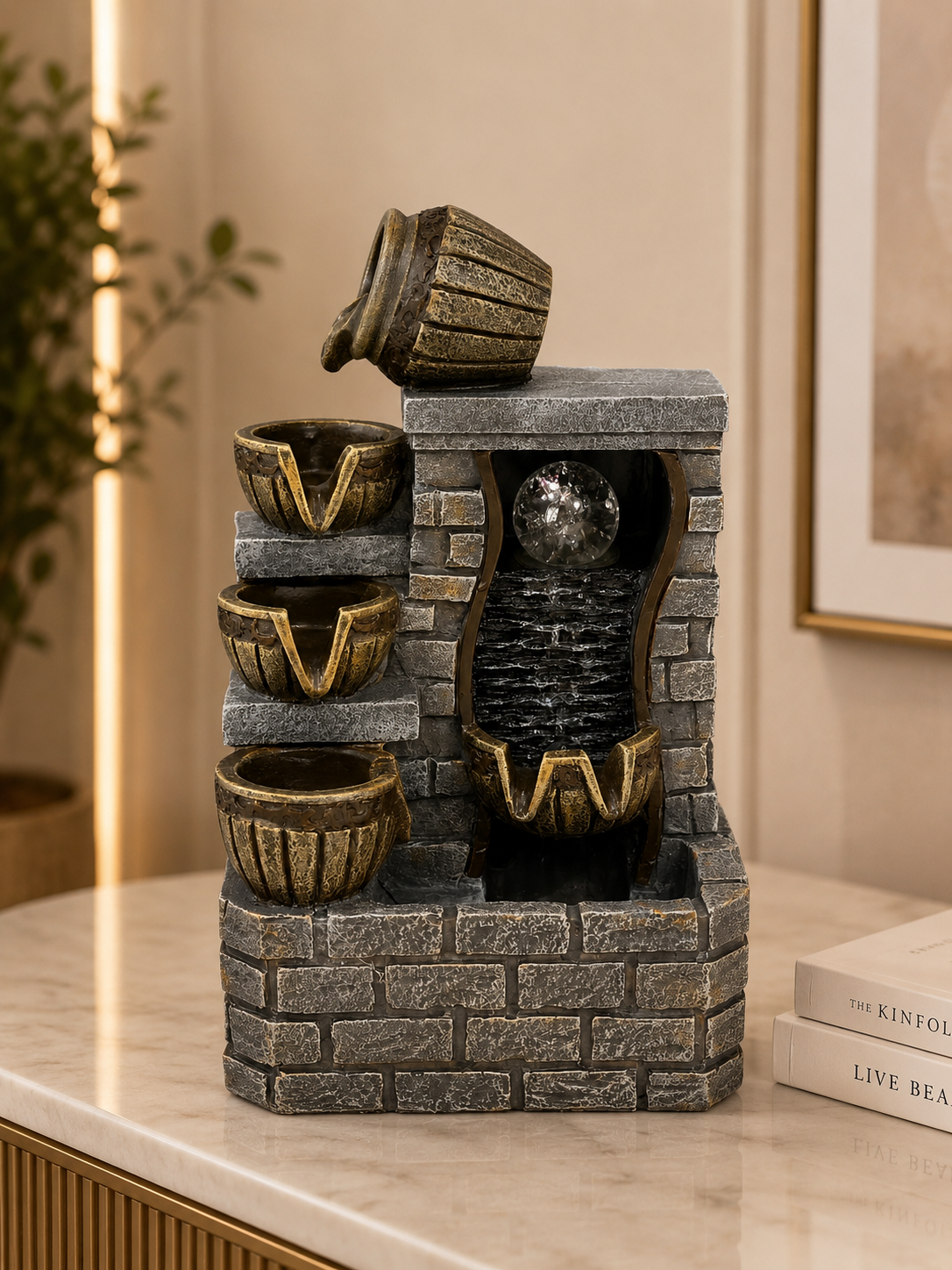Luxury Vintage Waterfall Pot Cascading Tabletop Fountain