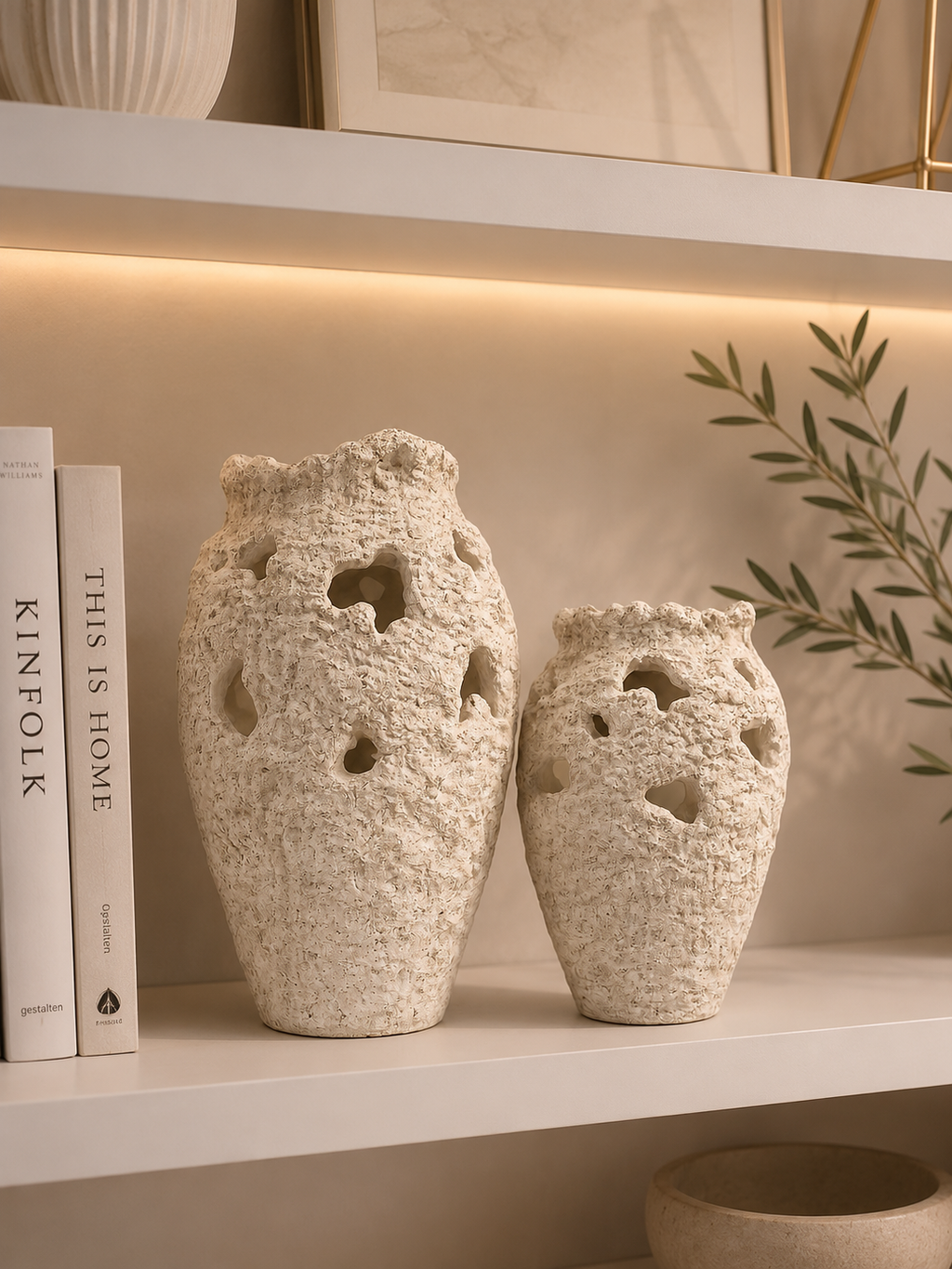 Luxury Textured Coral Ceramic Vase Set – Modern Decorative Flower Vases for Home Décor (Set of 2)
