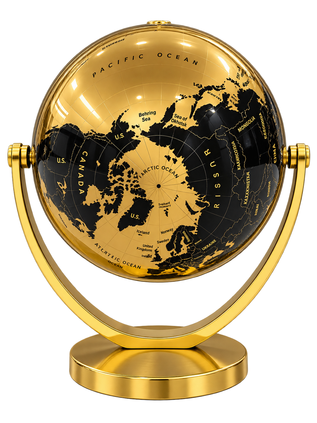 Luxury Black & Gold 360° Rotating World Globe – Decorative Tabletop Globe