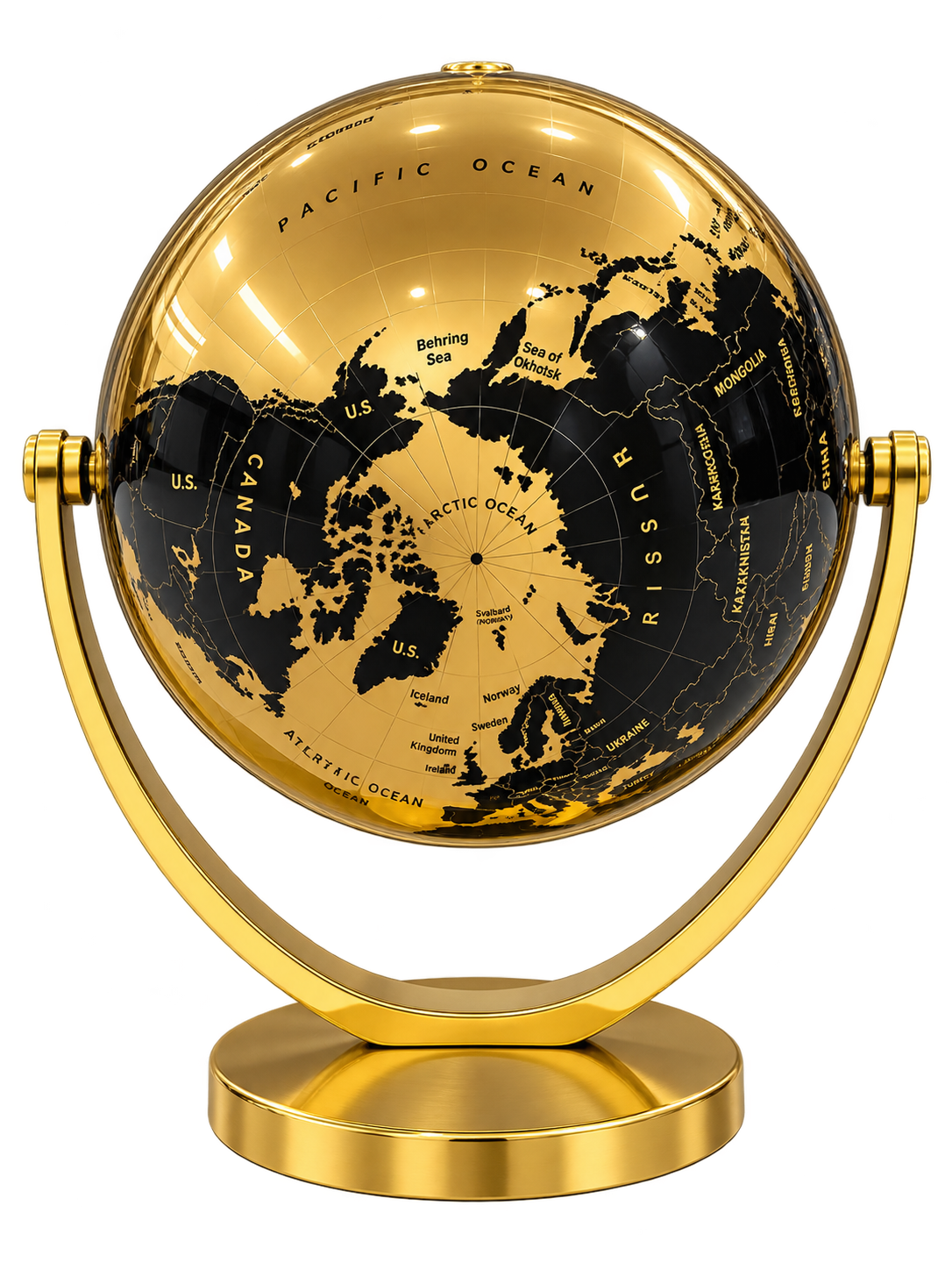 Luxury Black & Gold 360° Rotating World Globe – Decorative Tabletop Globe