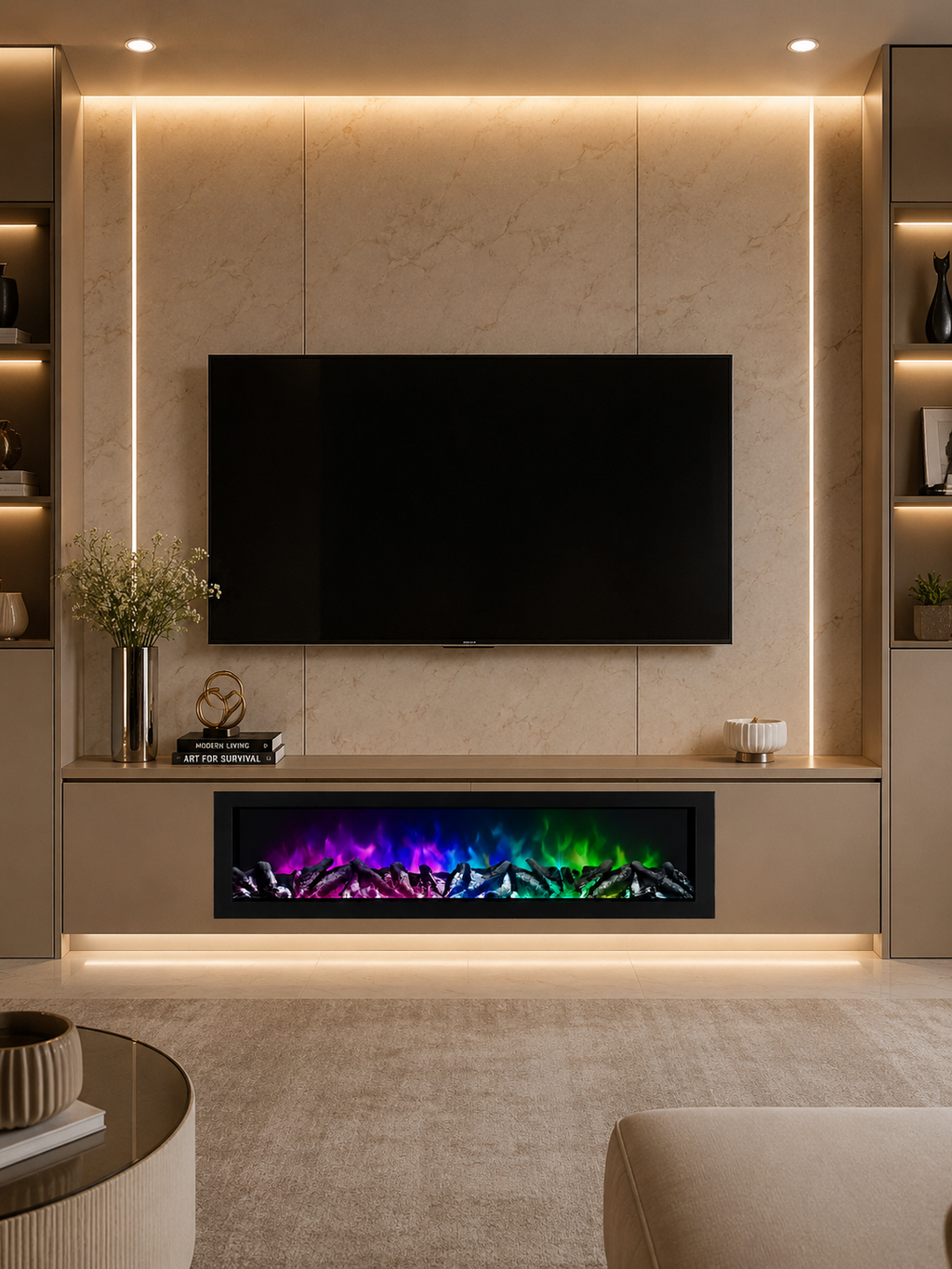 Premium Linear RGB LED Electric Fireplace with Remote Control – 3.3 ft Modern Decorative Fireplace
