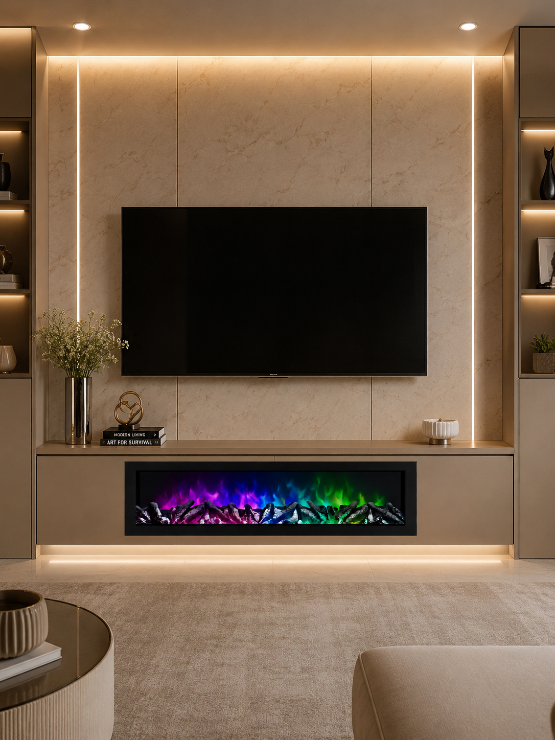 Premium Linear RGB LED Electric Fireplace with Remote Control – 3.3 ft Modern Decorative Fireplace