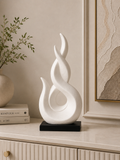 Modern Abstract Flame Sculpture with Black Base – Elegant Home Décor