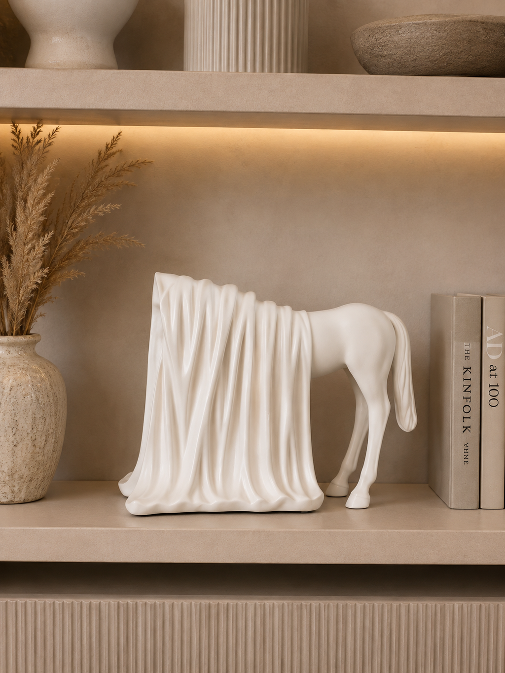 Modern Abstract Horse Sculpture Vase – White Resin Decorative Table Vase for Home Décor