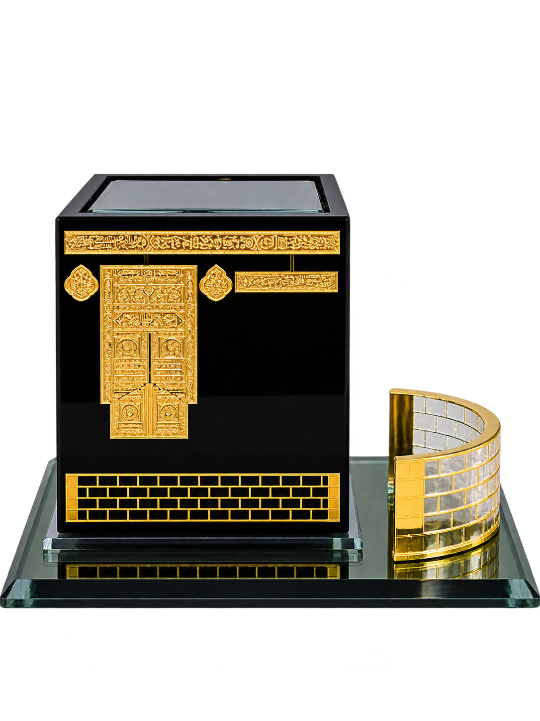 Luxury Kaaba-Inspired Crystal Decorative Set with Gold Detailing