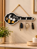 Home Sweet Wooden Key Holder – Wall-Mounted Key Organizer with 3 Hooks