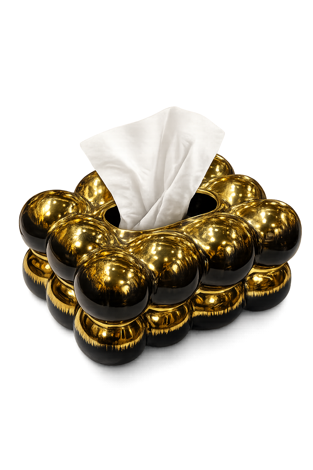 Luxury Bubble Ceramic Tissue Holder – Modern Decorative Tissue Box Cover (White Gold/Black & Gold)