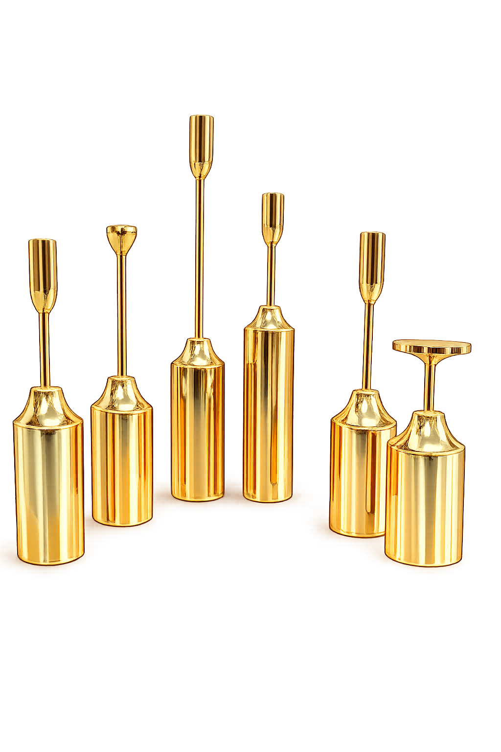 Modern Gold Metal Candle Holder Set – Elegant Decorative Centerpieces for Dining & Home Décor