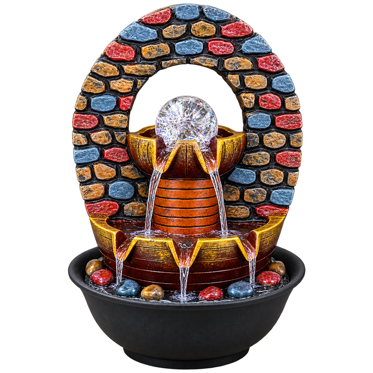 Luxury Arch Water Fountain with Crystal Ball & Cascading Waterfall