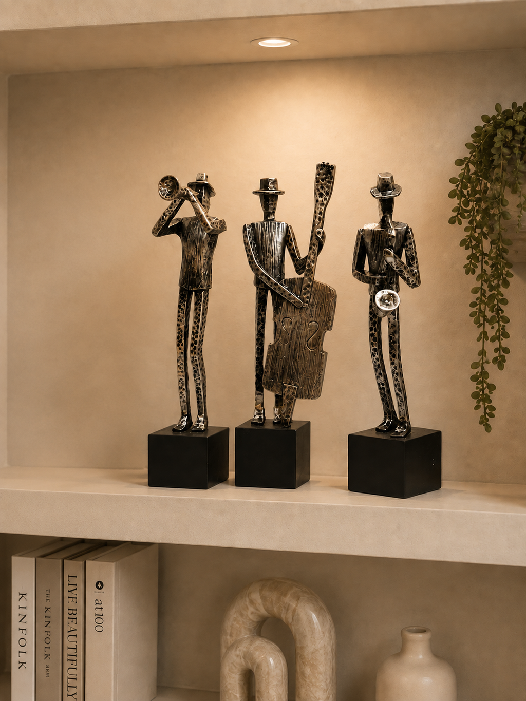 3-Piece Abstract Musician Sculpture Set | Modern Jazz Band Figurines | Luxury Home Décor Showpiece
