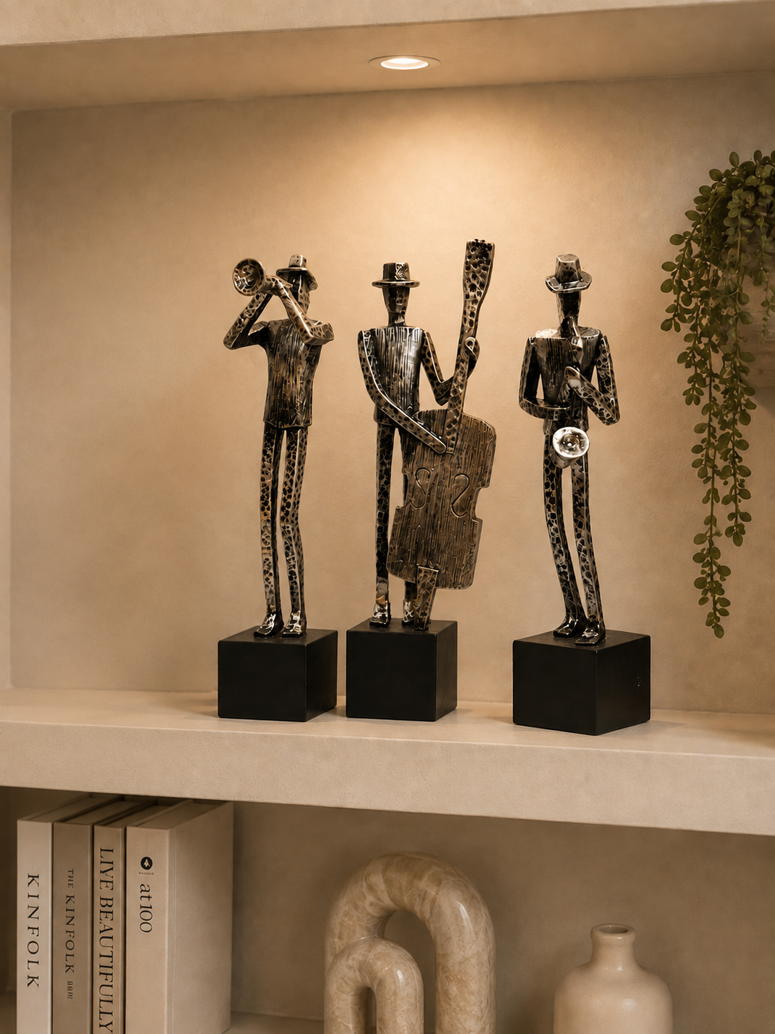 3-Piece Abstract Musician Sculpture Set | Modern Jazz Band Figurines | Luxury Home Décor Showpiece