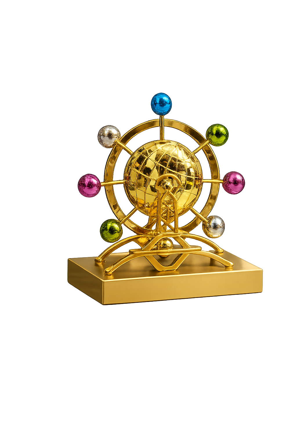 Luxury Kinetic Orbital Globe Sculpture – Modern Rotating Desk Decor