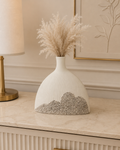 Modern Textured Decorative Flower Vase – White Artistic Home Decor Accent | Minimalist Tabletop Vase
