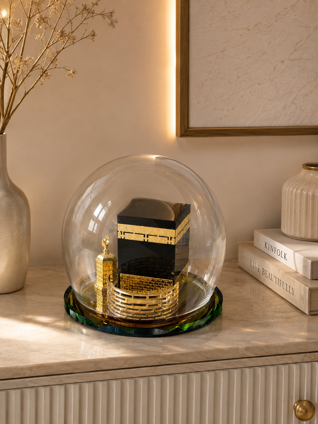 Luxury Kaaba Crystal Dome Decorative Showpiece – Premium Islamic Home Décor