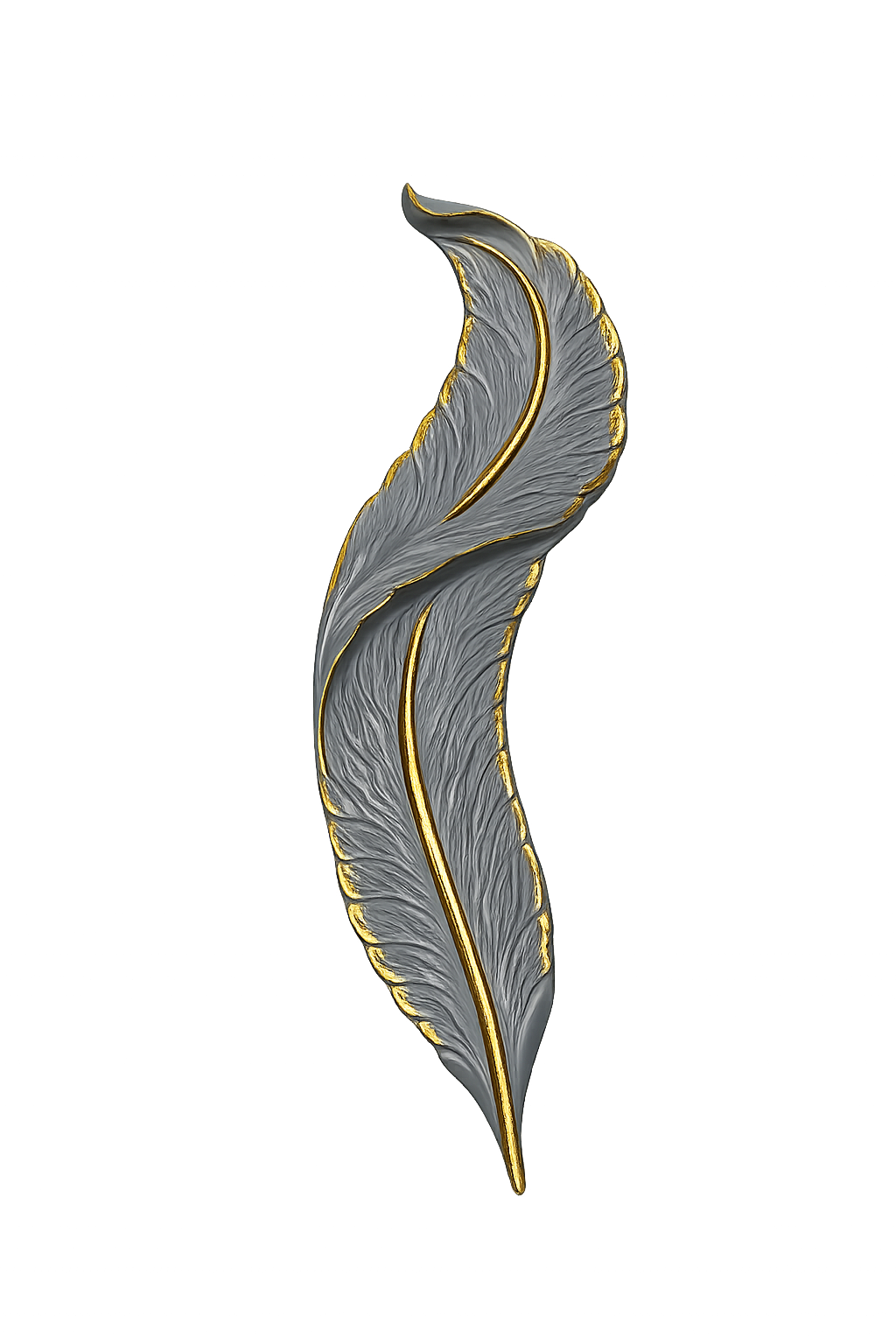 Luxury Feather Wall Décor | Grey & Gold Decorative Wall Art | Modern Resin Wall Hanging