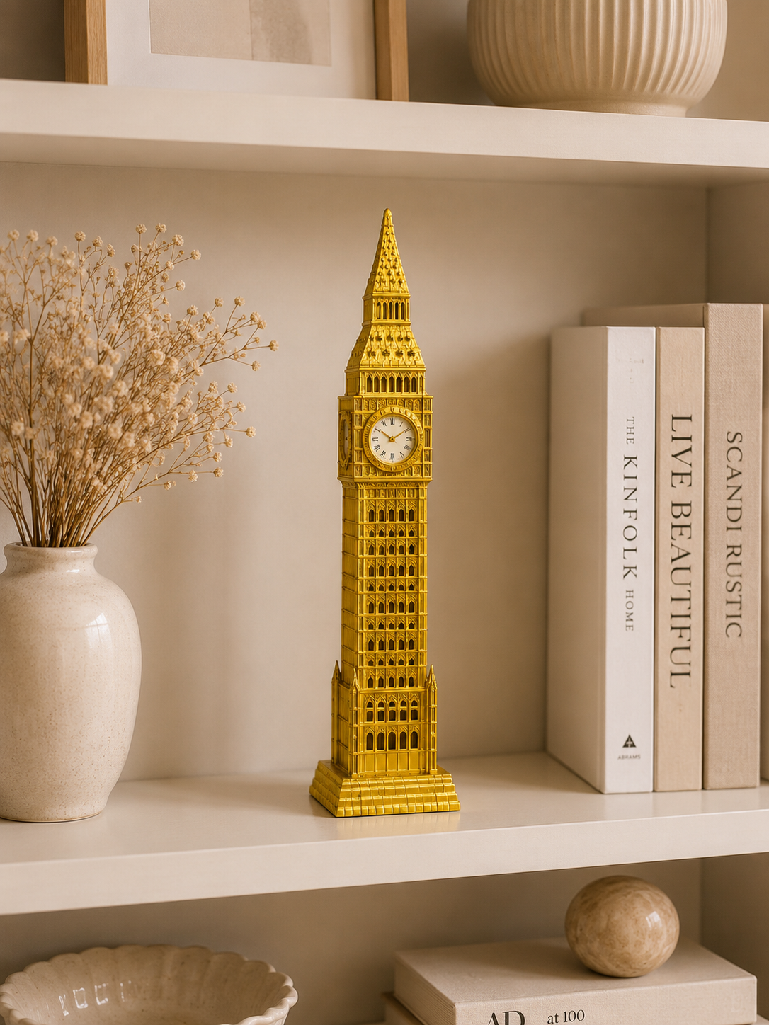Big Ben Clock Tower Decorative Showpiece | Luxury Gold Metal Landmark Décor