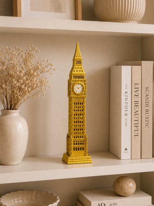 Big Ben Clock Tower Decorative Showpiece | Luxury Gold Metal Landmark Décor