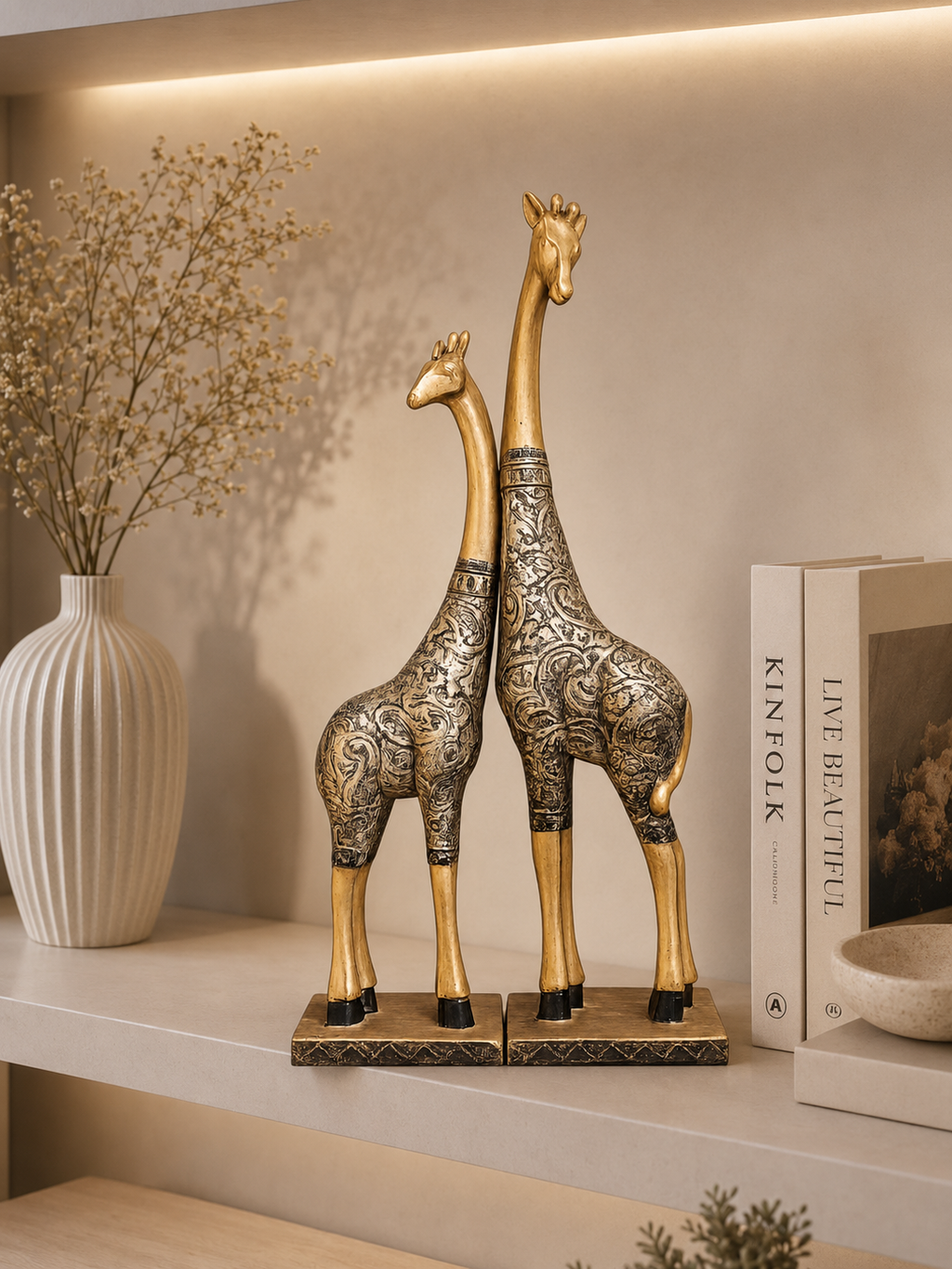 Luxury Decorative Giraffe Statue Set | Resin Giraffe Sculptures for Home Décor (Set of 2)