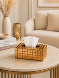 Modern Luxury Grid Design Tissue Box Holder | Decorative Metallic Tissue Case | Premium Tabletop Tissue Organizer