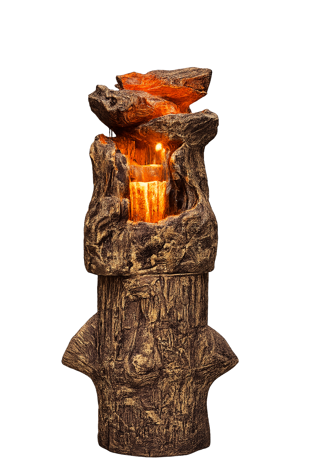 Luxury Indoor & Outdoor Water Fountain with Warm LED Light – Modern Decorative Resin Floor Fountain for Home & Garden