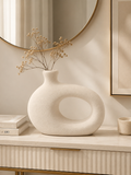 Modern Nordic Donut Ceramic Vase – Minimalist Hollow Decorative Flower Vase for Home Decor