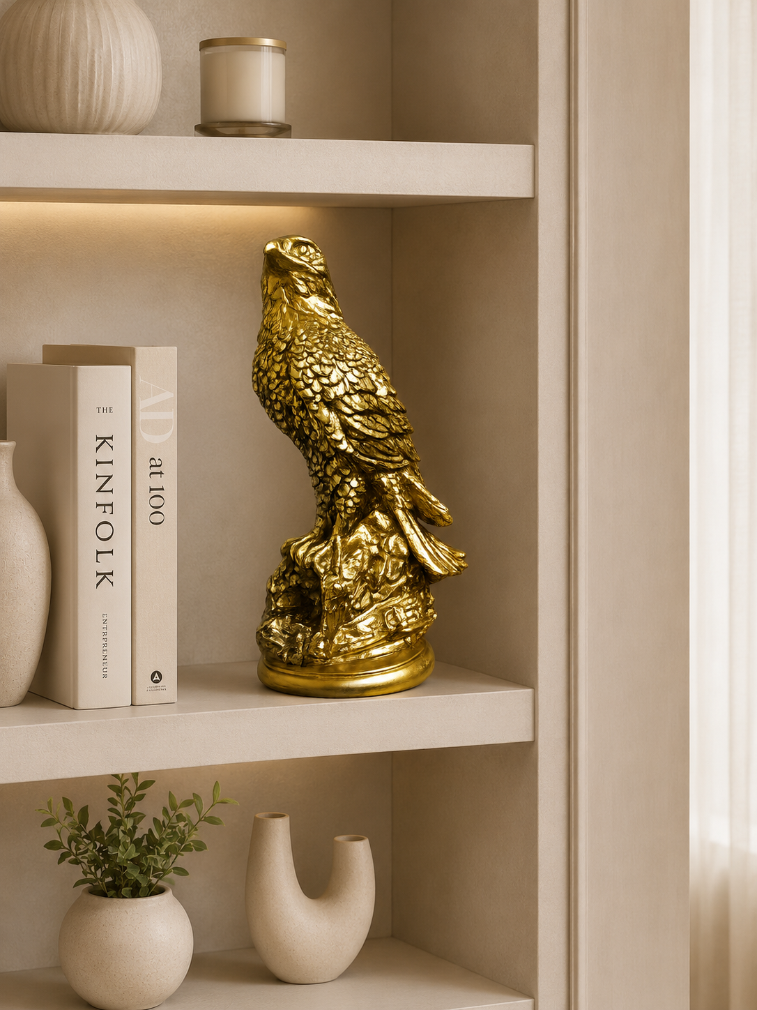 Luxury Golden Eagle Resin Figurine | Decorative Bird Statue for Home & Office