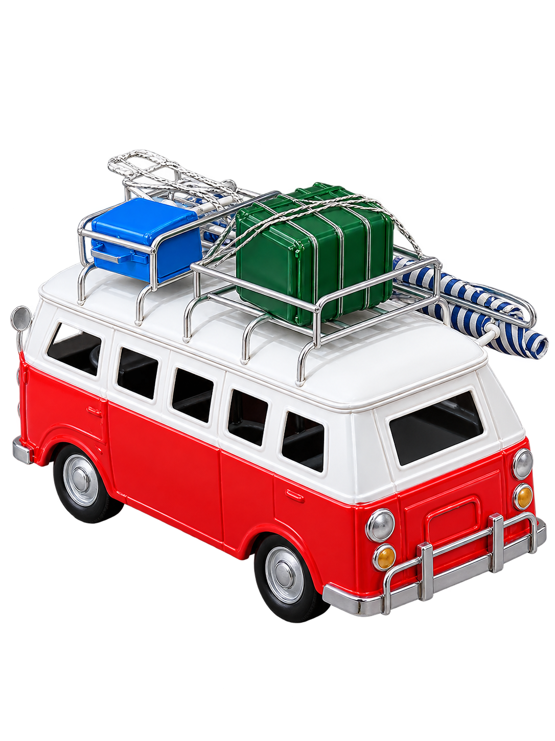 Vintage Red & White Camper Van Decorative Showpiece – Retro Travel Model