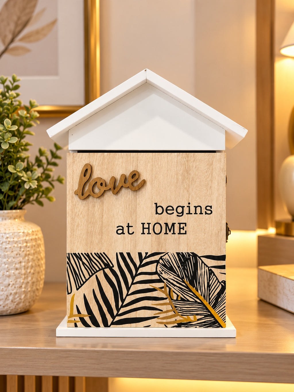 Elegant “Love Begins at Home” Wooden Decorative House Display