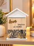 Elegant “Love Begins at Home” Wooden Decorative House Display