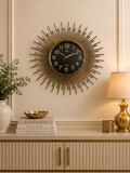 Luxury Gold Sunburst Wall Clock | Modern Silent Decorative Wall Clock | Home Décor
