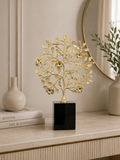 Luxury Golden Tree of Life Decorative Sculpture – Metal Tree with Crystal Base