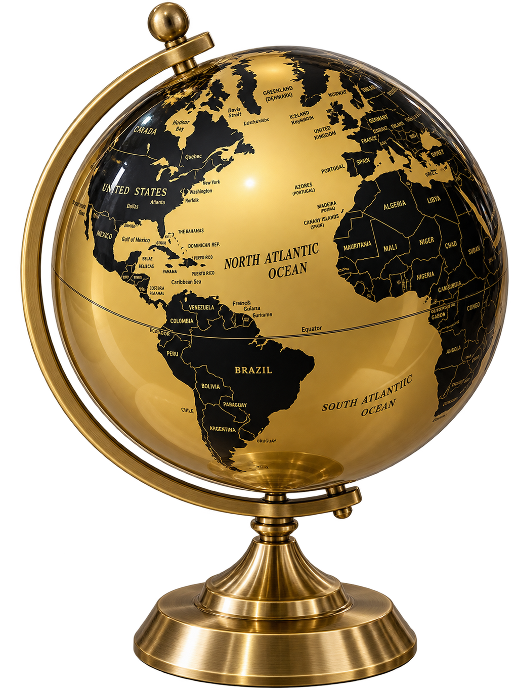 Premium Rotating World Globe – Luxury Gold & Black Tabletop Globe