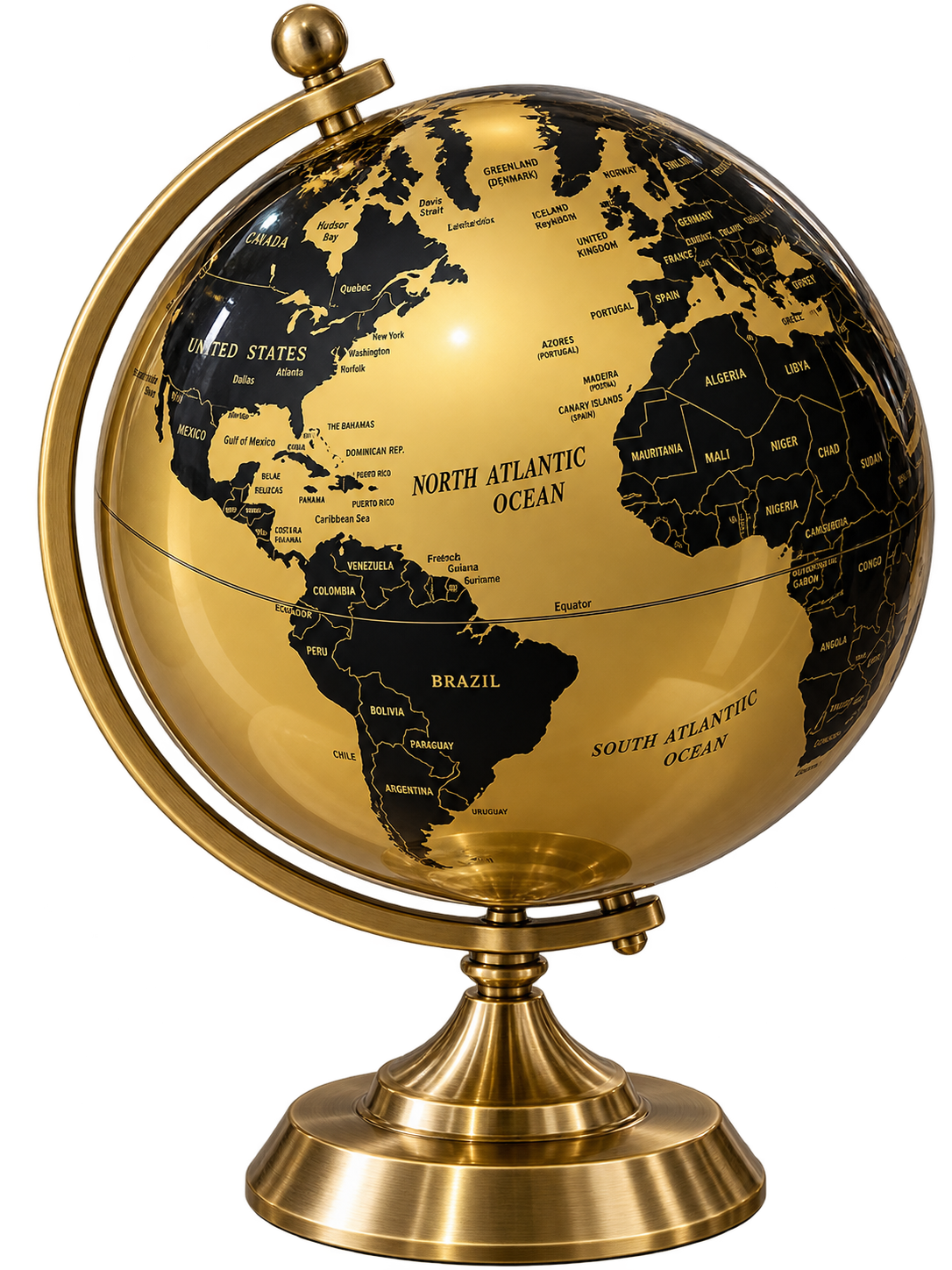 Premium Rotating World Globe – Luxury Gold & Black Tabletop Globe