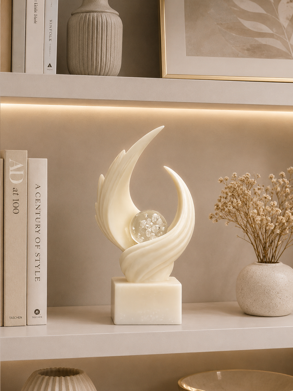 Luxury Crystal Orb Sculpture – Modern Resin Decorative Showpiece for Home & Office Décor