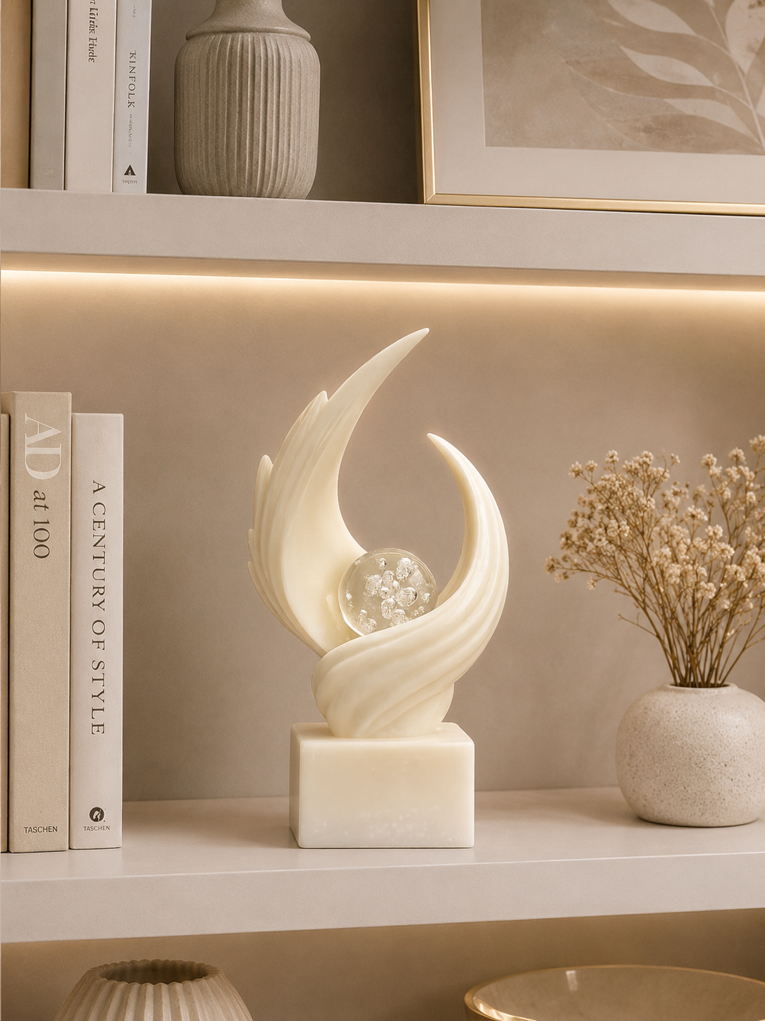 Luxury Crystal Orb Sculpture – Modern Resin Decorative Showpiece for Home & Office Décor