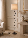 Modern Wave Floor Lamp with Fabric Shade | Contemporary Standing Lamp for Living Room & Bedroom