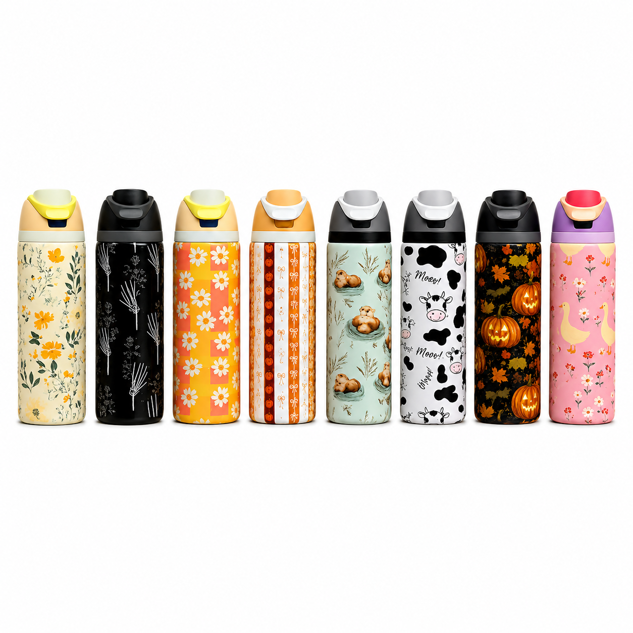 Stainless Steel Insulated Water Bottle with Leak-Proof Flip Lid | Perfect for Summer Sports, Gym, and Travel (Vibrant Prints)