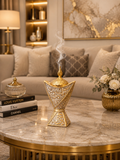 Luxury Arabic Dallah Style Bakhoor Burner | Gold & White Decorative Incense Burner | Islamic Home Décor