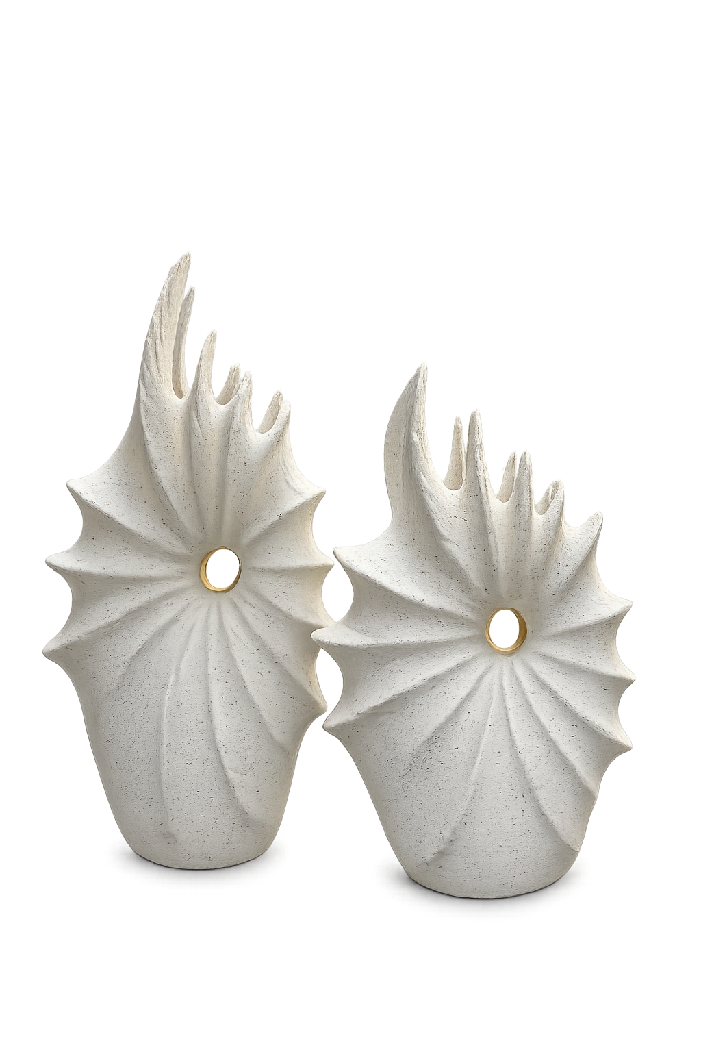 Modern White Abstract Decorative Vase Set of 2 | Luxury Resin Flower Vases for Living Room & Home Decor