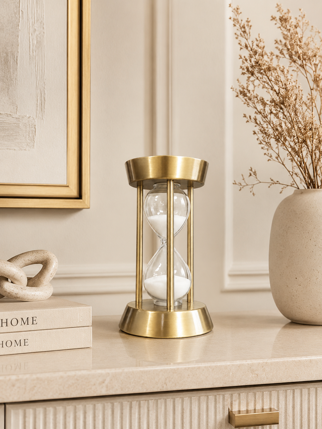 Luxury Gold Hourglass Sand Timer – Modern Decorative Glass Sand Clock for Home & Office Décor