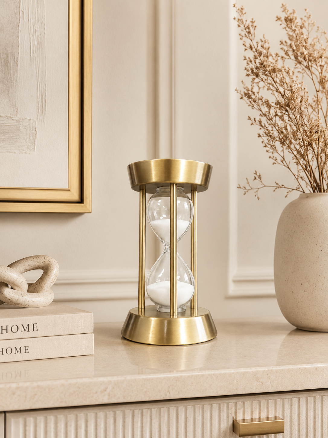 Luxury Gold Hourglass Sand Timer – Modern Decorative Glass Sand Clock for Home & Office Décor