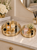 Luxury Gold Mirrored Decorative Tray Set – Premium Round Vanity & Home Décor Trays