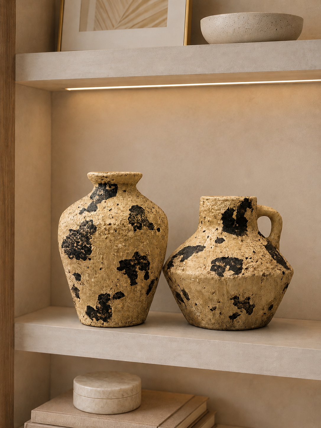 Rustic Textured Ceramic Vase Set – Modern Decorative Flower Vases for Home Décor (Set of 2)