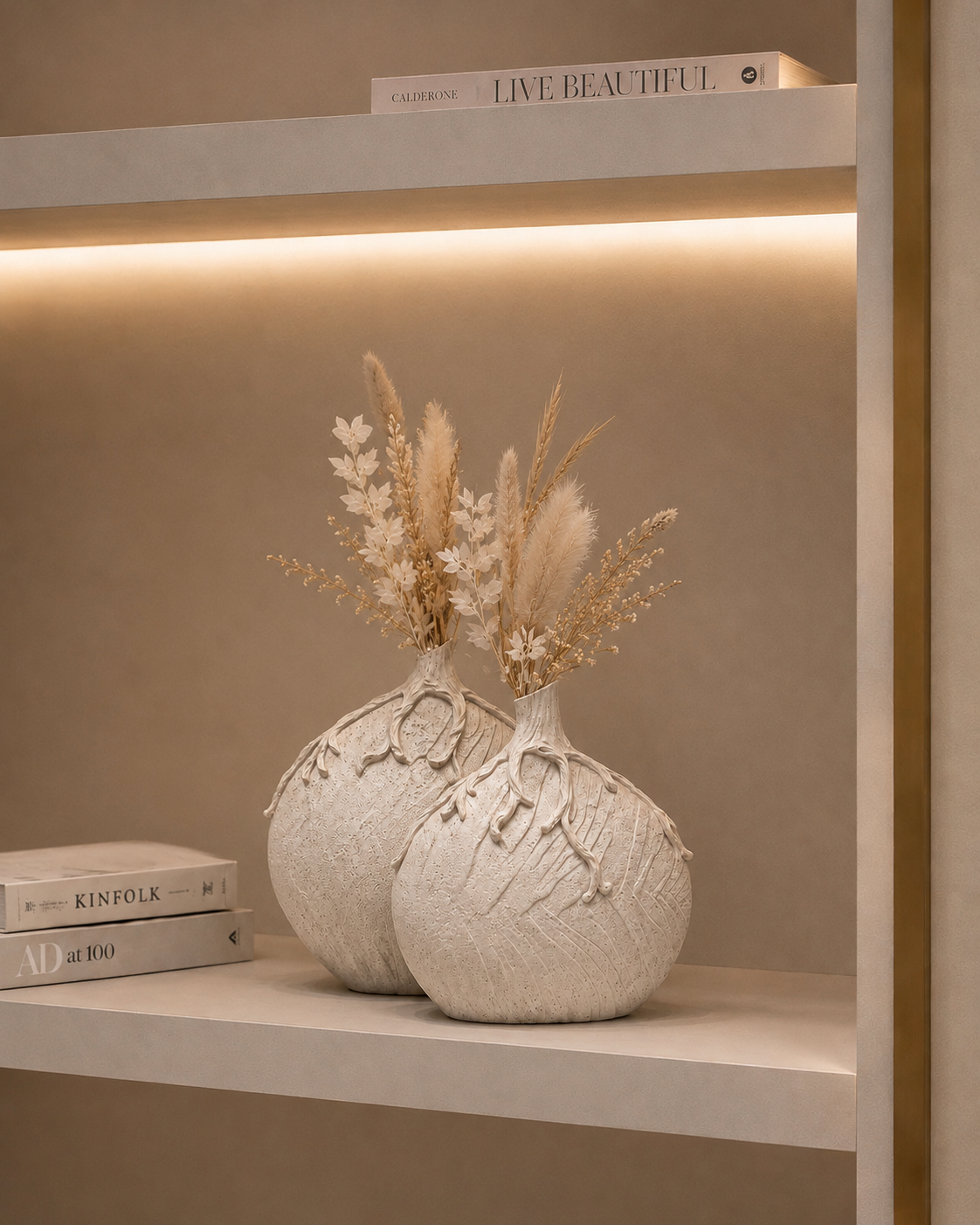 Artisan Textured Ceramic Vase Set – Modern Living Room Décor